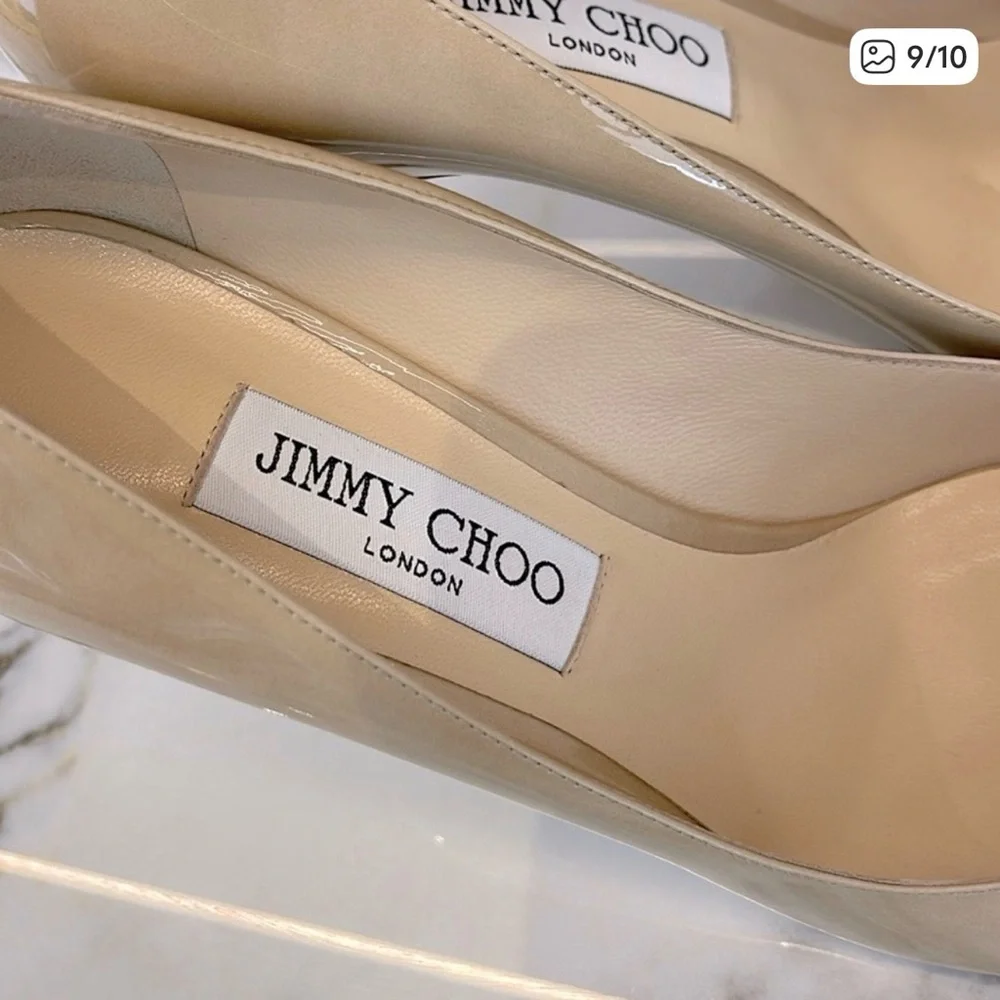 Jimmy Choo Romy 85 Patent Pumps Nude | Size 40 | Classic Pointed Toe Heels Pumps - Picture 11 of 16